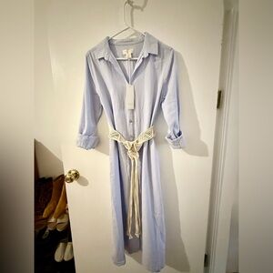 Calypso St. Barth light blue linen shirtdress